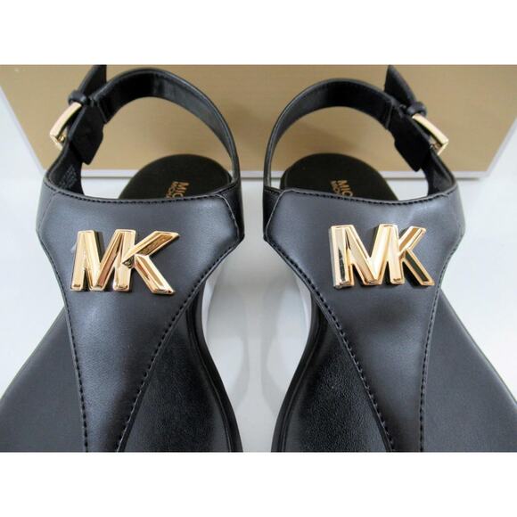 Michael Kors Jilly Flat Thong Sandal T-Strap MK Logo Black Size 7 - Picture 6 of 8